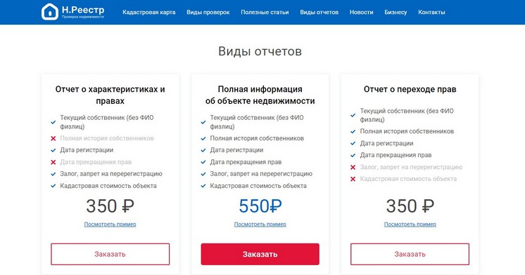 Виды отчетов ЕГРН