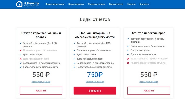 Стоимость отчета на основе выписки ЕГРН